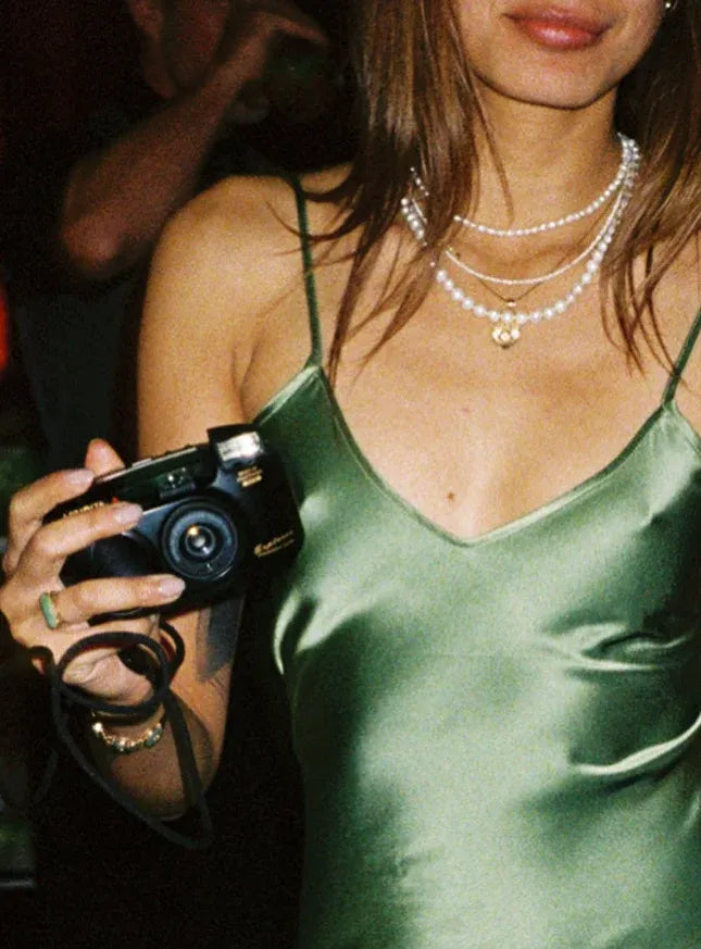 Glamorous satin V-neck spaghetti-strap floor-length slip dress