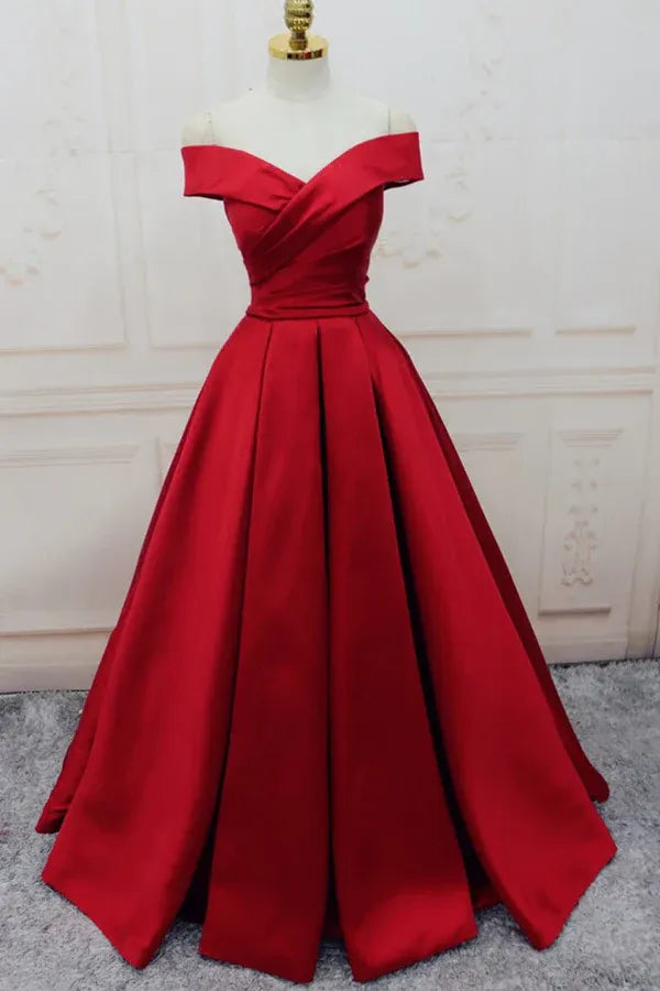 Vibrant Ballgown Off-Shoulder Sleeveless Wrap Bodice Train Length Prom Dress