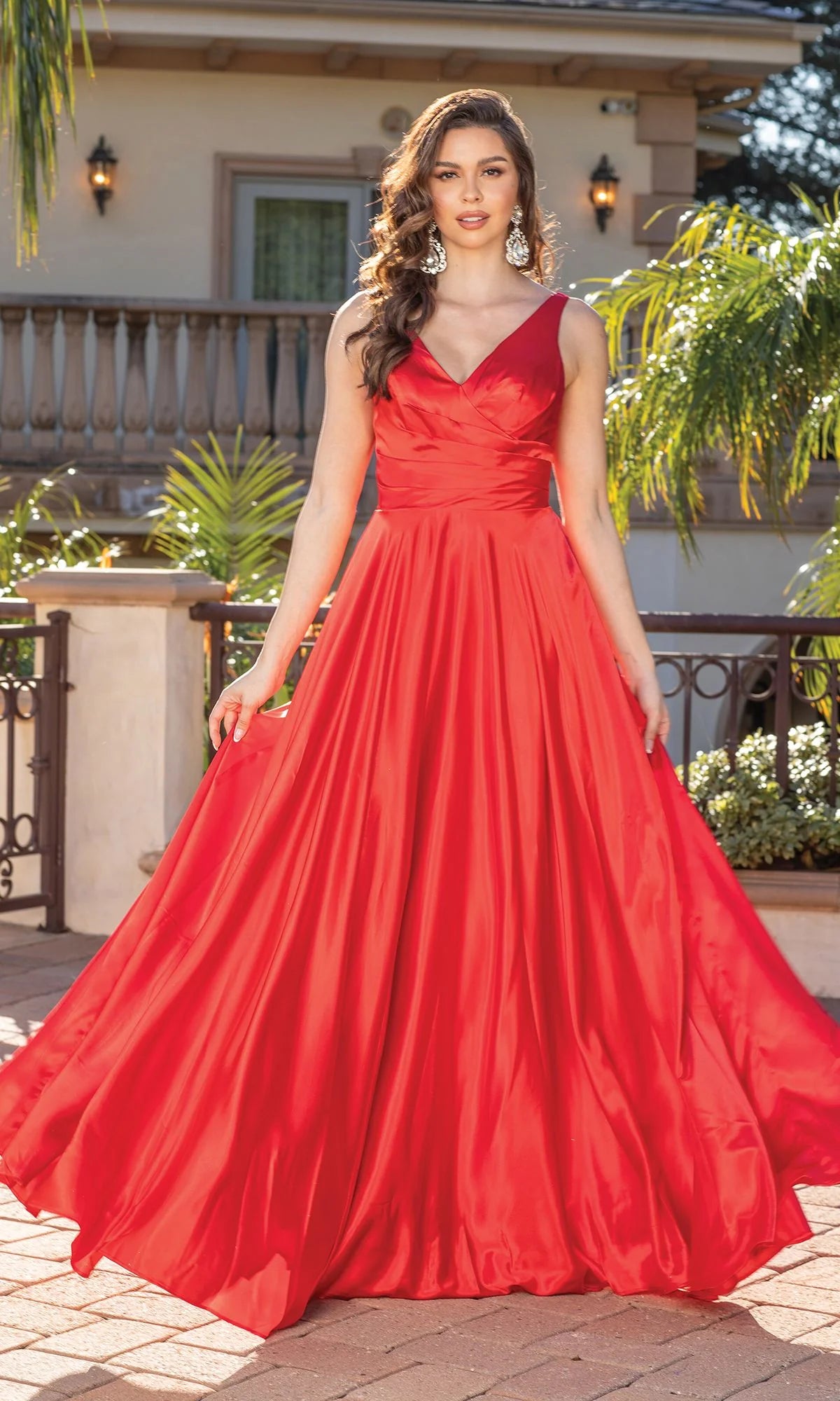Wrap-Bodice Long A-Line Prom Dress with Corset