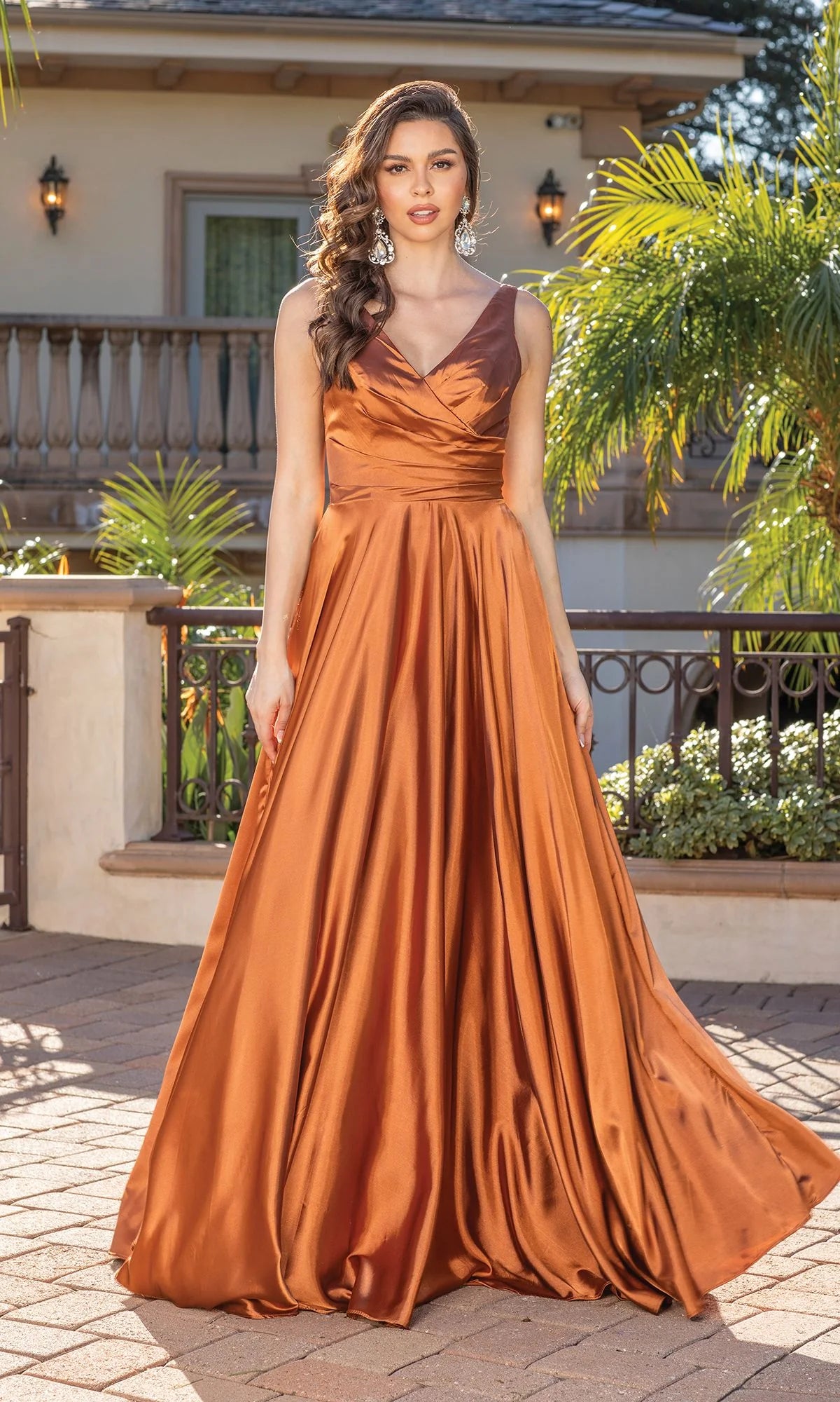 Wrap-Bodice Long A-Line Prom Dress with Corset