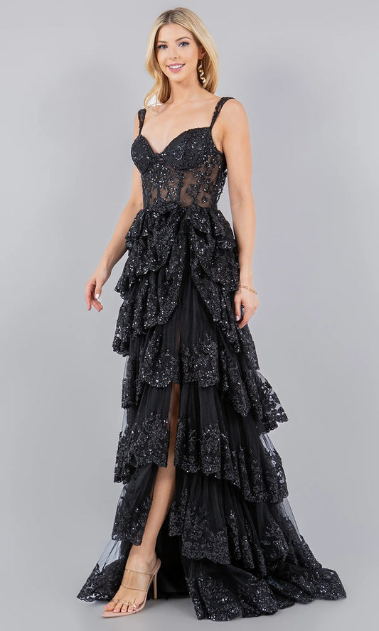 Ruffled Tiered Prom Dress