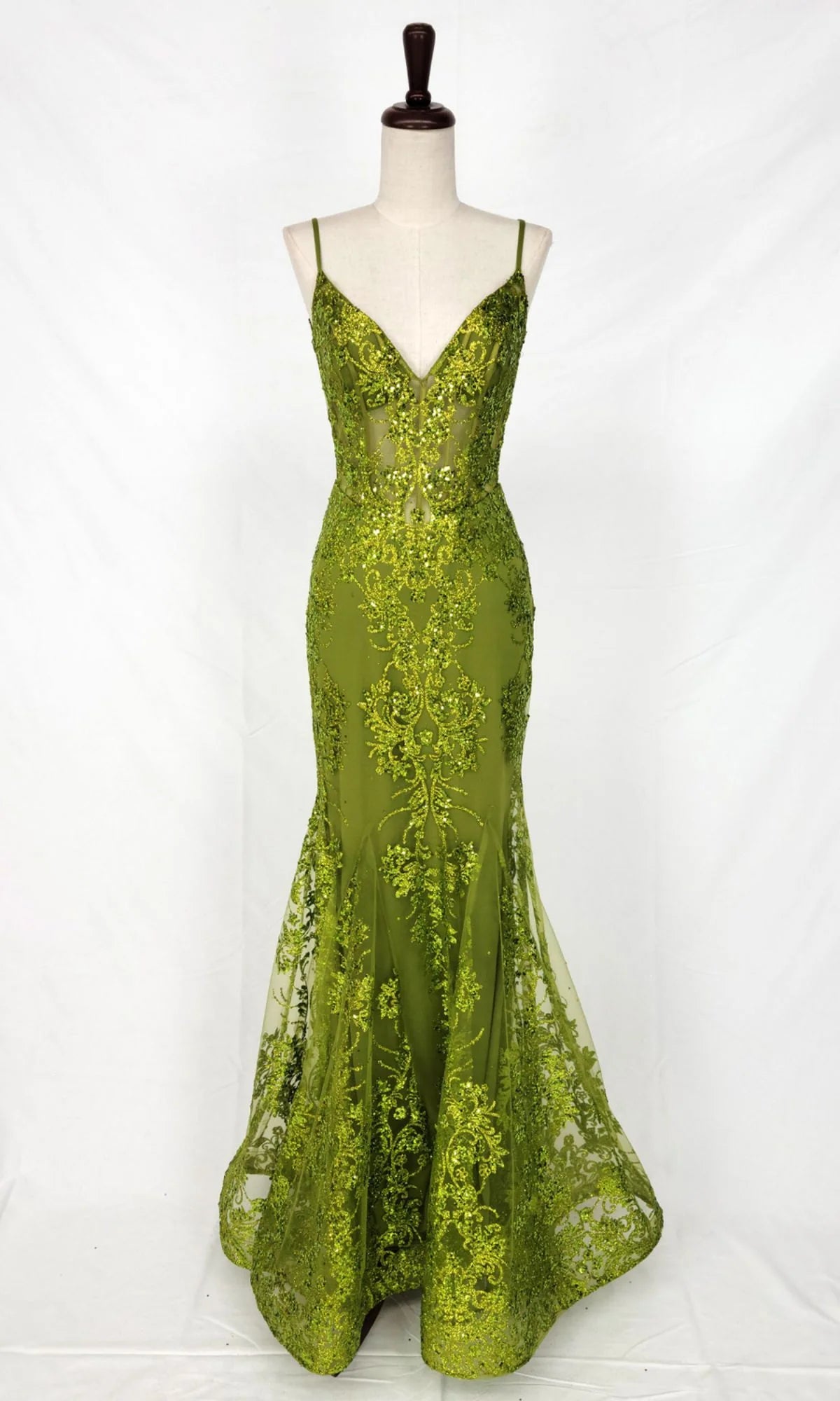 Long Glitter-Print Prom Dress