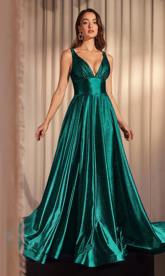 V-Neck Long Glitter Prom Dress
