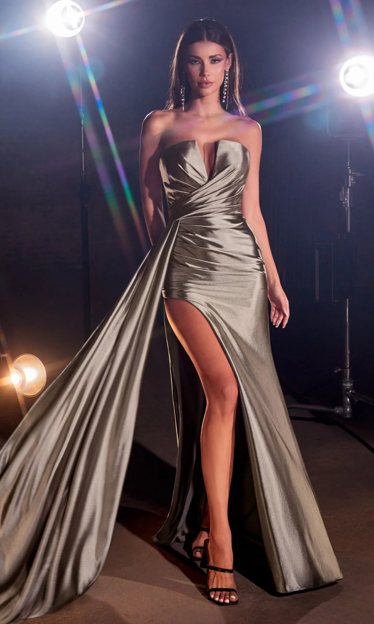Side-Drape Strapless Long Formal Dress
