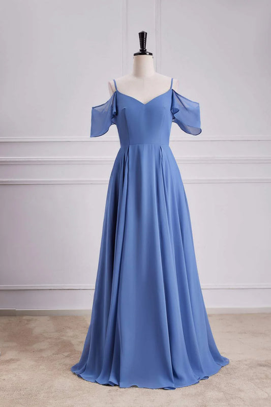Charming A Line Sweetheart Cold Shoulder Floor Length Bridesmaid Dress