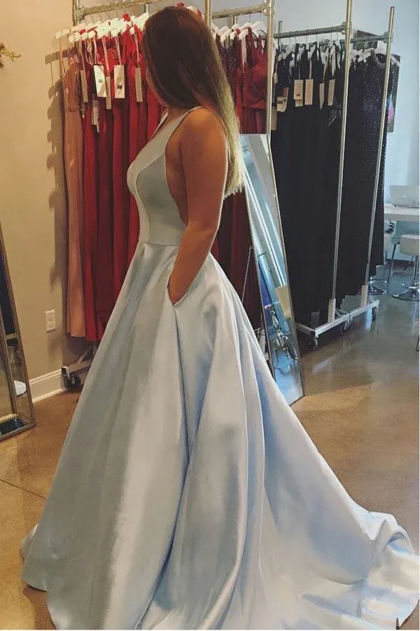 Ethereal A-Line One Shoulder Sleeveless Open Back Train Length Prom Dress