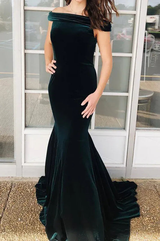 Luxurious Mermaid Sweetheart Off the Shoulder Open Back Train Length Prom Dress