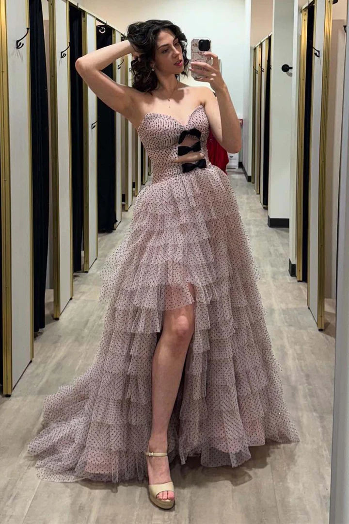 Strapless Cute Polka Dots Prom Dress