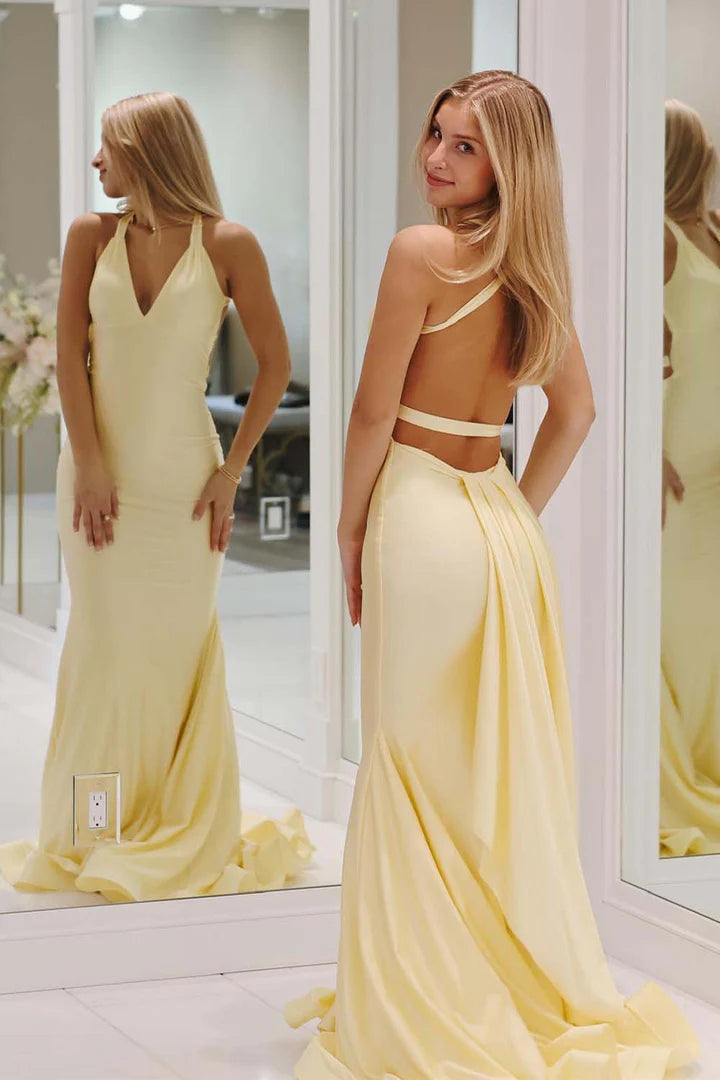 Unique backless and neck hanging ball dress Prom Dresses