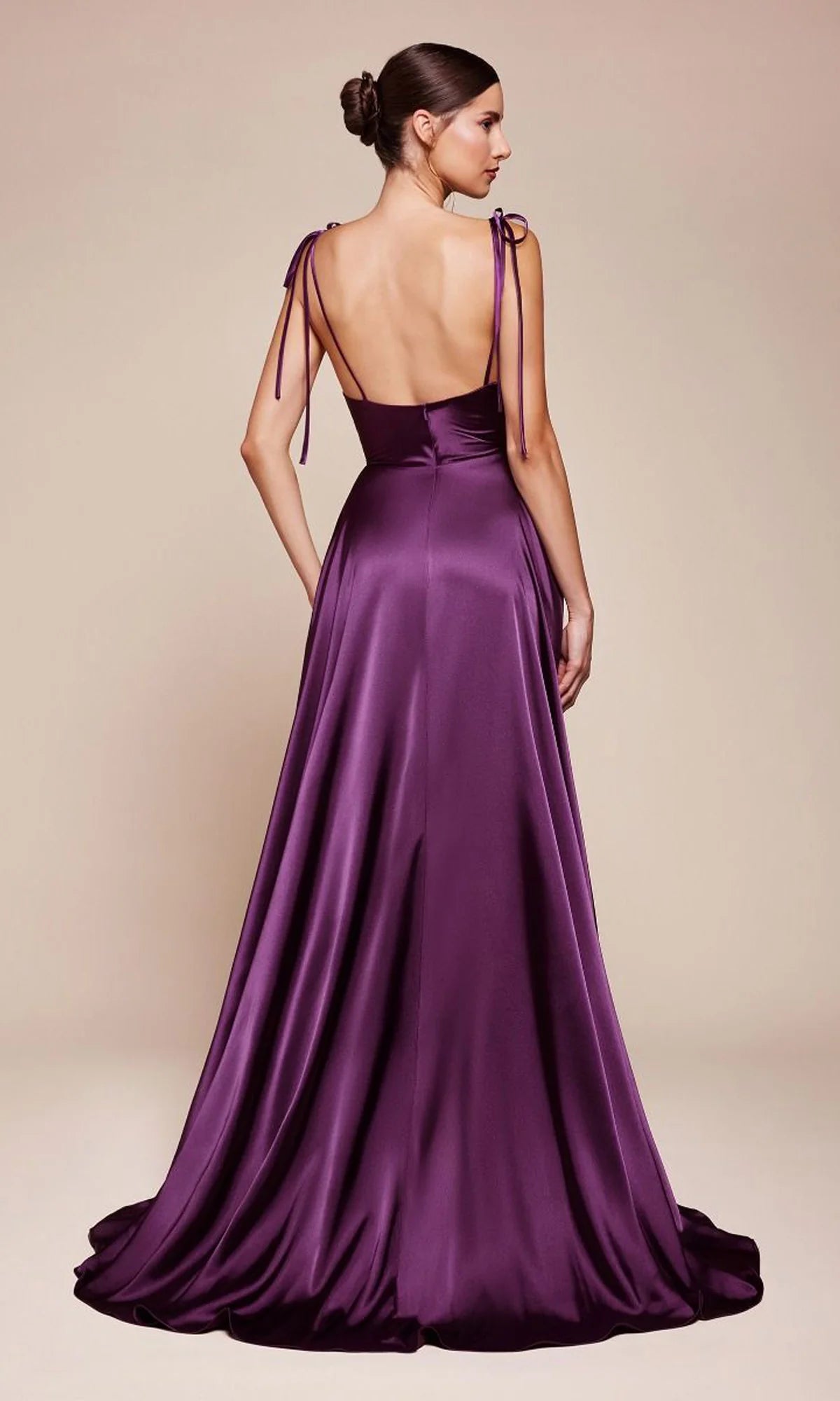 Cowl-Neck Long Satin Prom Dress